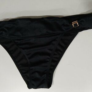 VS Black Bikini Bottom, Silky. Medium, Gold Accents